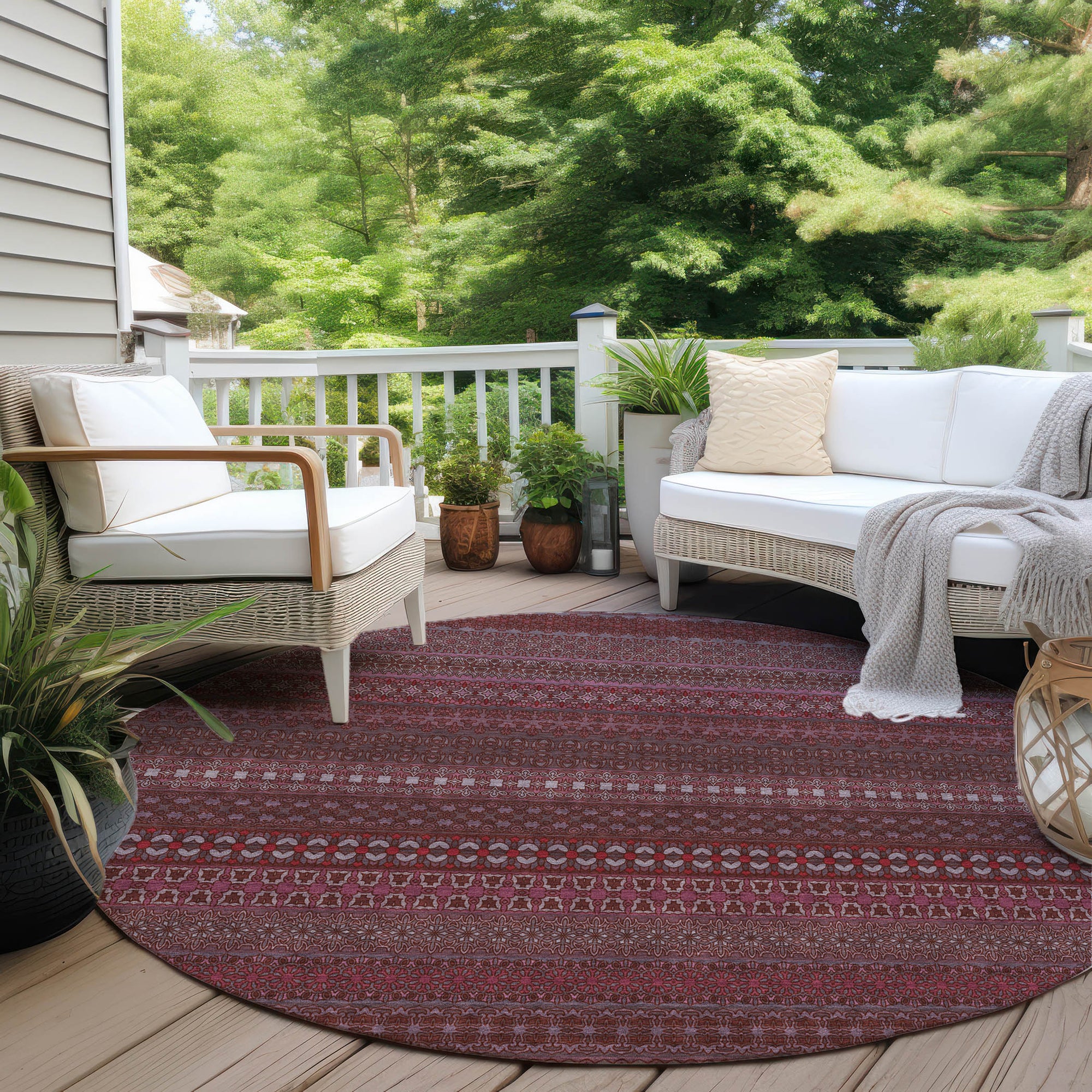 Addison Rugs Stripes Red Washable Indoor-Outdoor Rug