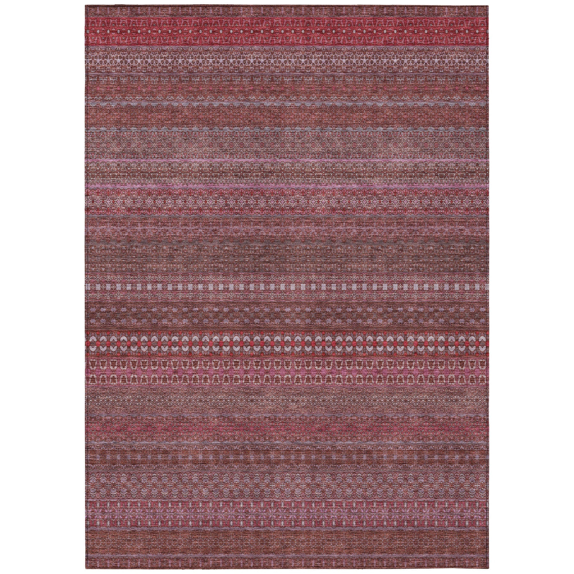 Addison Rugs Stripes Red Washable Indoor-Outdoor Rug
