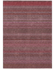 Stripes Red Washable Indoor-Outdoor Rug