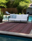 Stripes Red Washable Indoor-Outdoor Rug