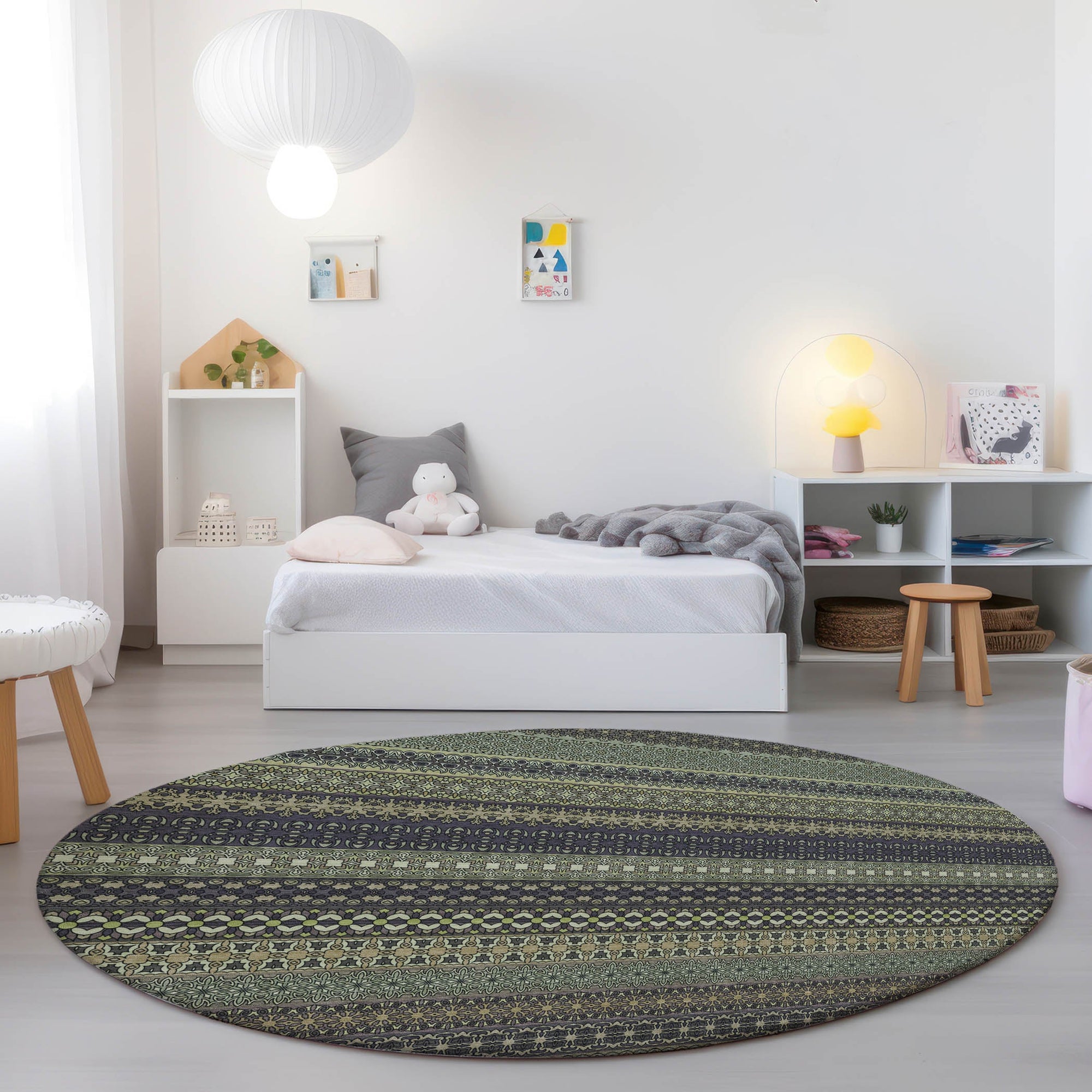 Addison Rugs Stripes Sage Washable Indoor-Outdoor Rug