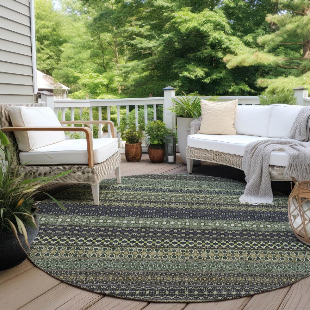 Addison Rugs Stripes Sage Washable Indoor-Outdoor Rug