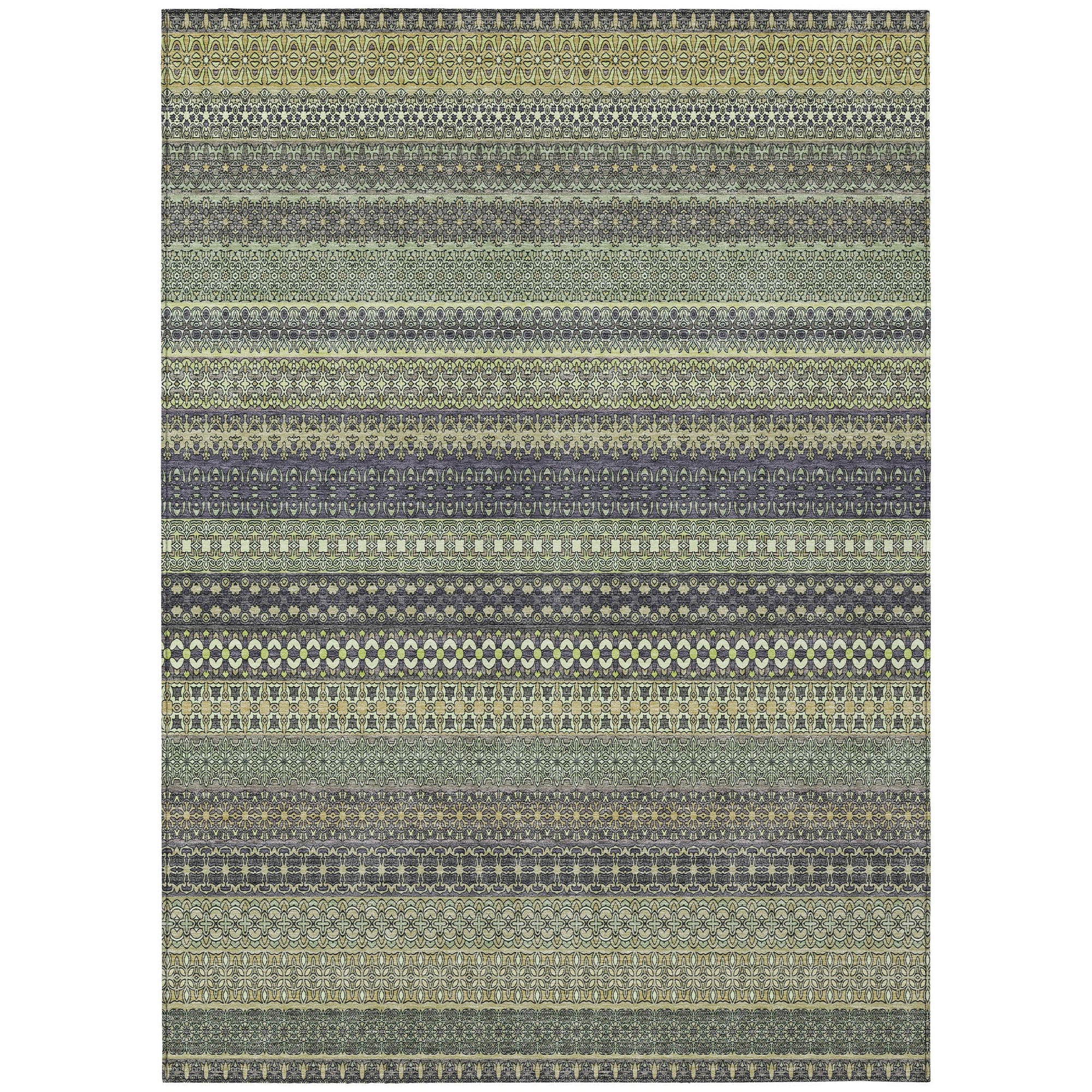 Addison Rugs Stripes Sage Washable Indoor-Outdoor Rug