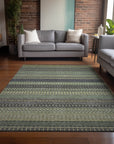 Stripes Sage Washable Indoor-Outdoor Rug
