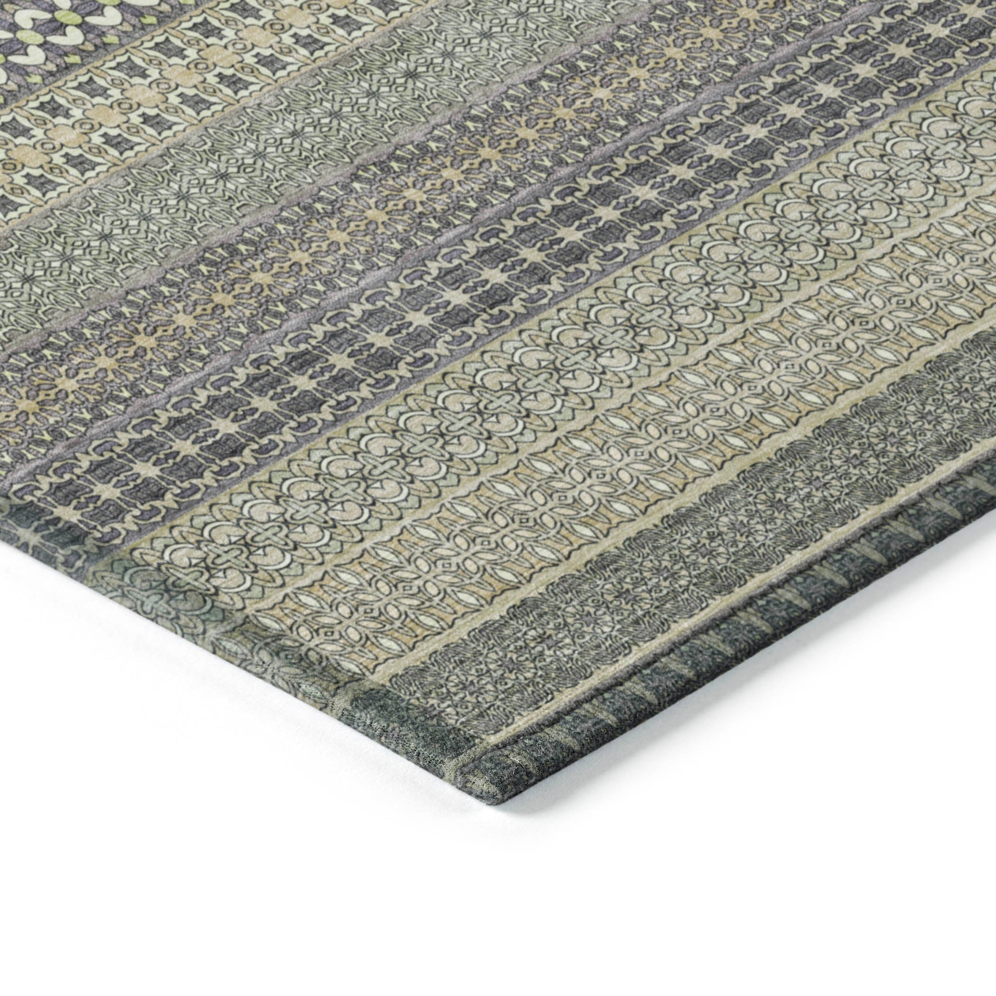 Addison Rugs Stripes Sage Washable Indoor-Outdoor Rug