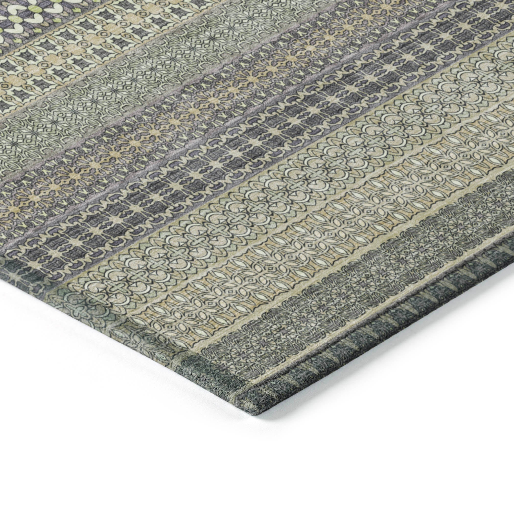 Stripes Sage Washable Indoor-Outdoor Rug