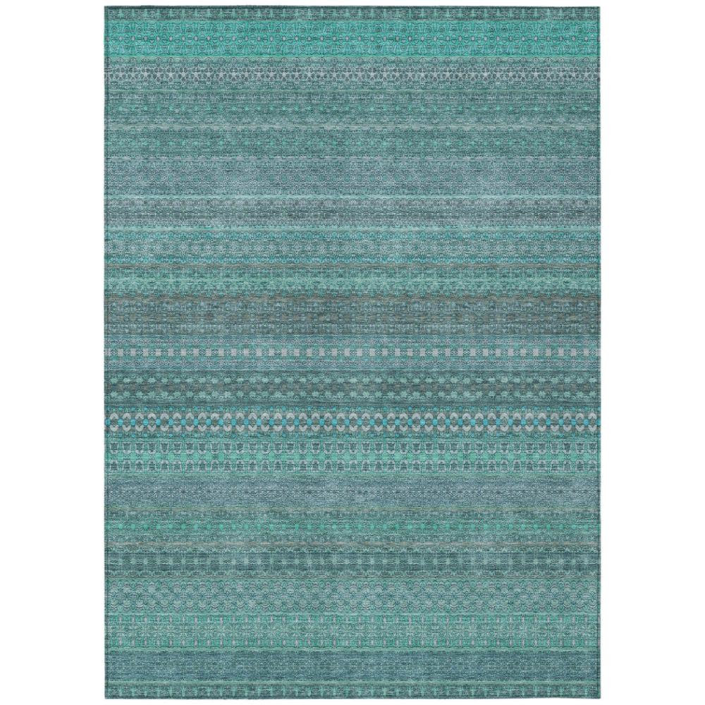 Addison Rugs Stripes Teal Washable Indoor-Outdoor Rug