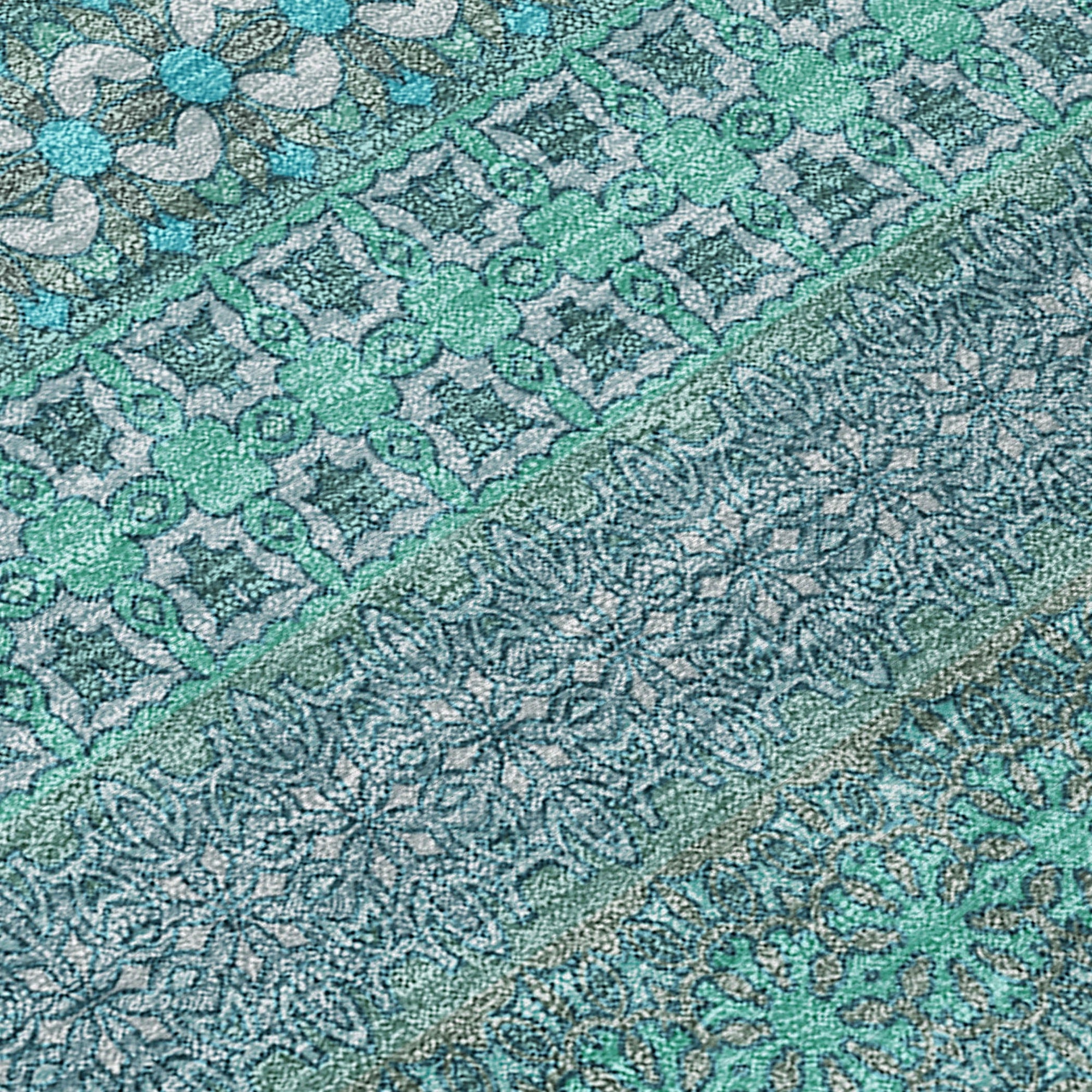 Addison Rugs Stripes Teal Washable Indoor-Outdoor Rug