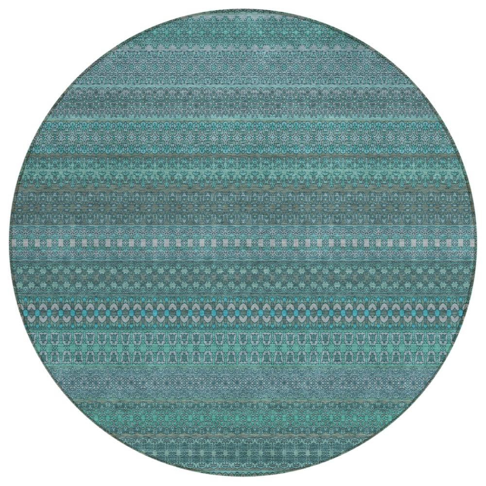 Addison Rugs Stripes Teal Washable Indoor-Outdoor Rug
