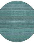 Stripes Teal Washable Indoor-Outdoor Rug