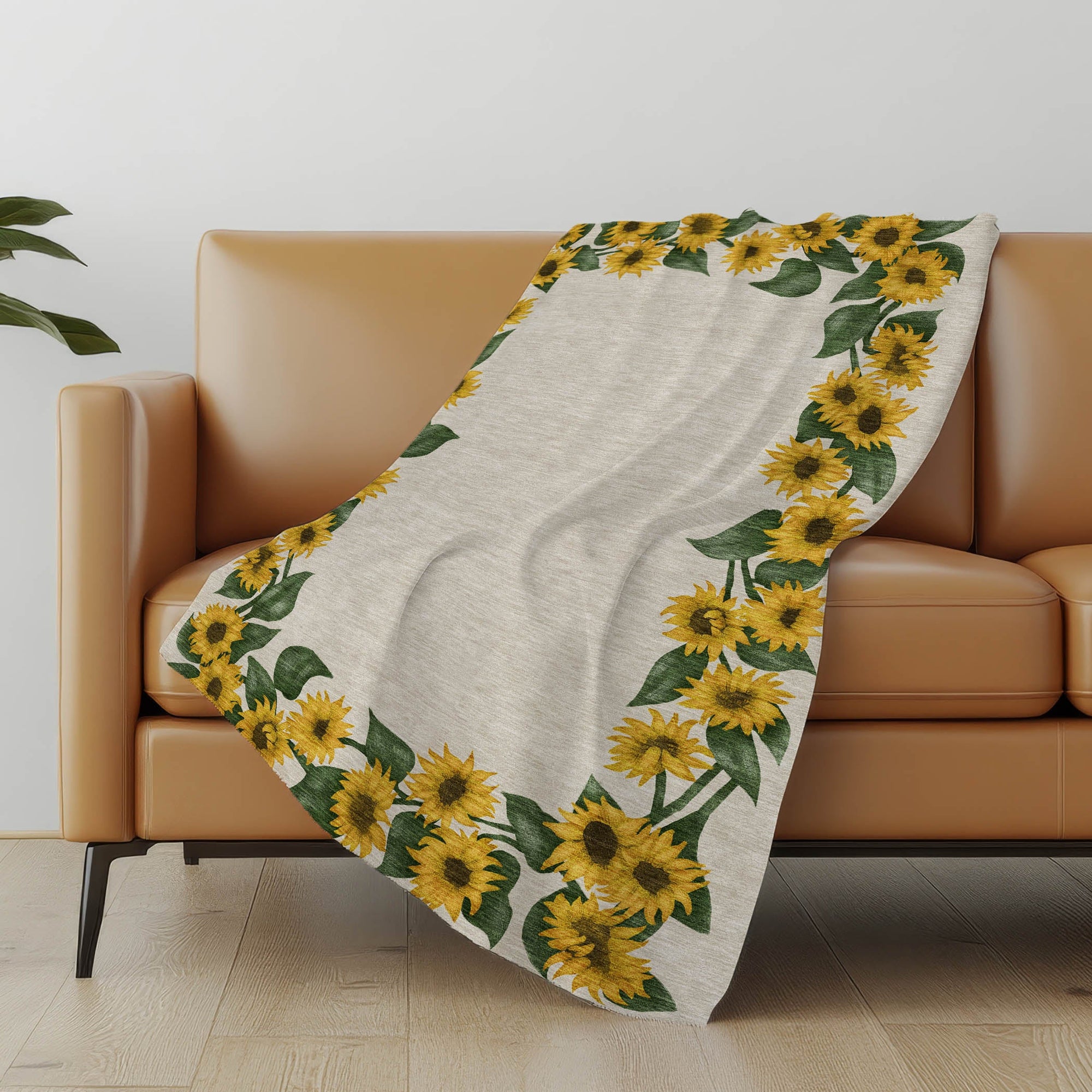 Addison Rugs Sunflower Border 50" x 70" Throw Blanket