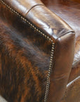 Wild Child Leather on Hide Western Swivel Club Chair