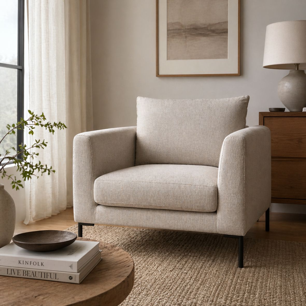 LOOMLAN Custom Upholstery Tailor S Removable Cover Fabric &amp; Leather Accent Chair
