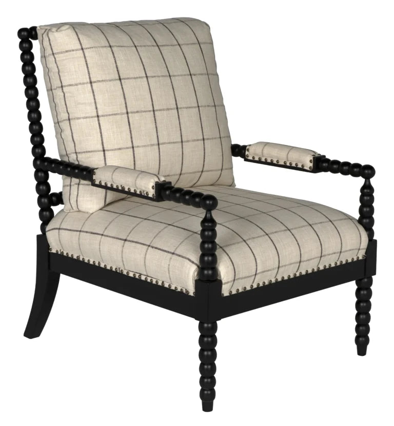 Bobbin Wood Framed Fabric Armchair