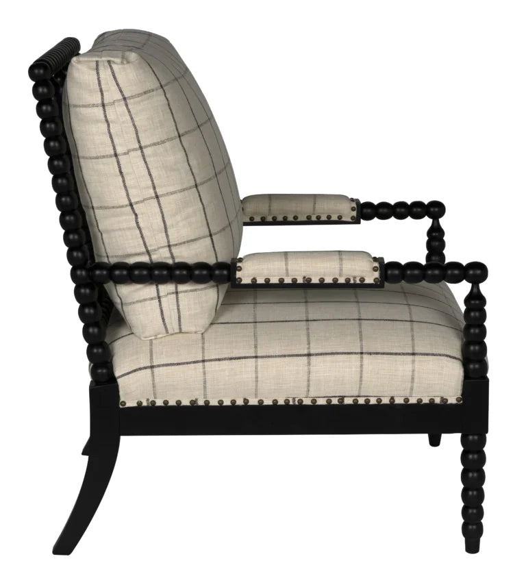 Bobbin Wood Framed Fabric Armchair