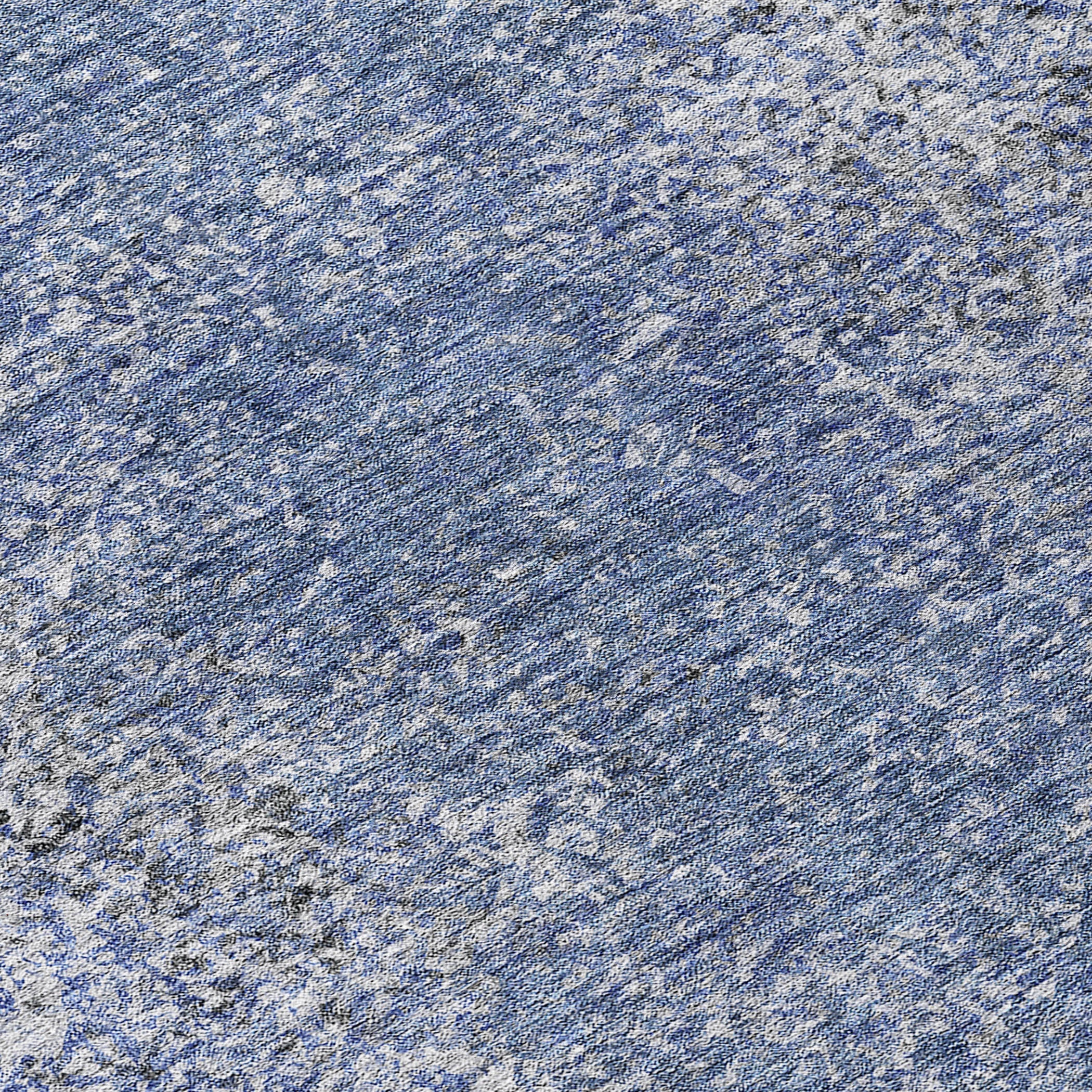 Vintage Blue Washable Indoor-Outdoor Rug