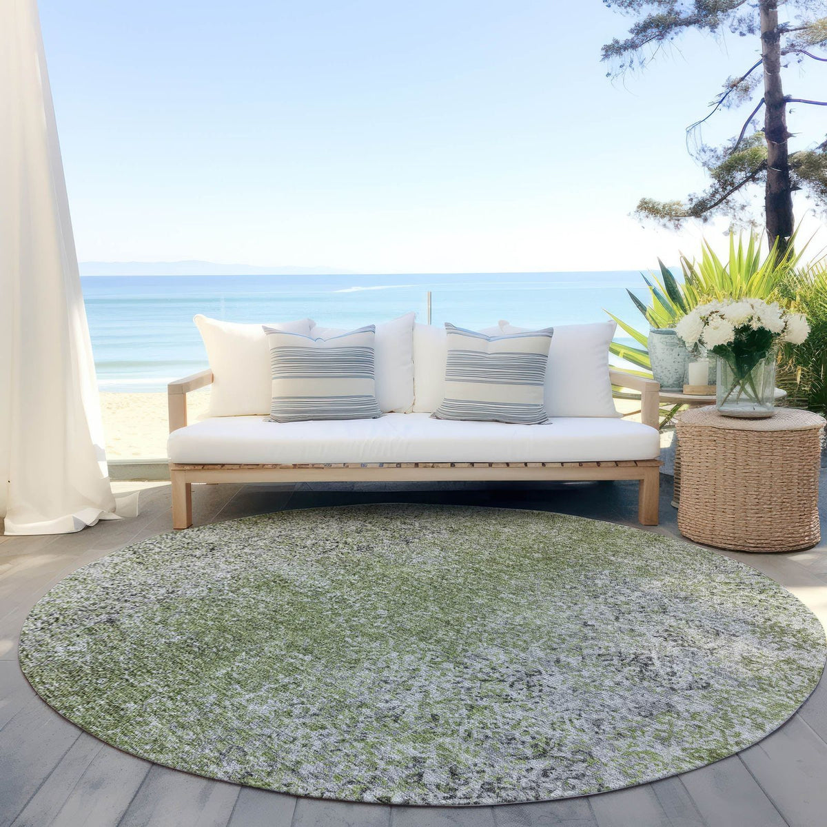 Addison Rugs Vintage Green Washable Indoor-Outdoor Rug