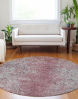 Vintage Red Washable Indoor-Outdoor Rug