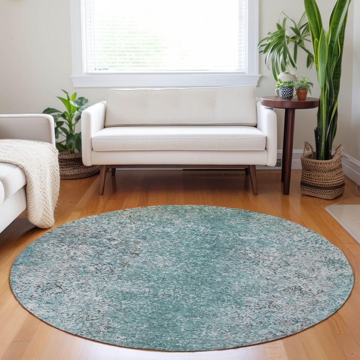 Addison Rugs Vintage Teal Washable Indoor-Outdoor Rug