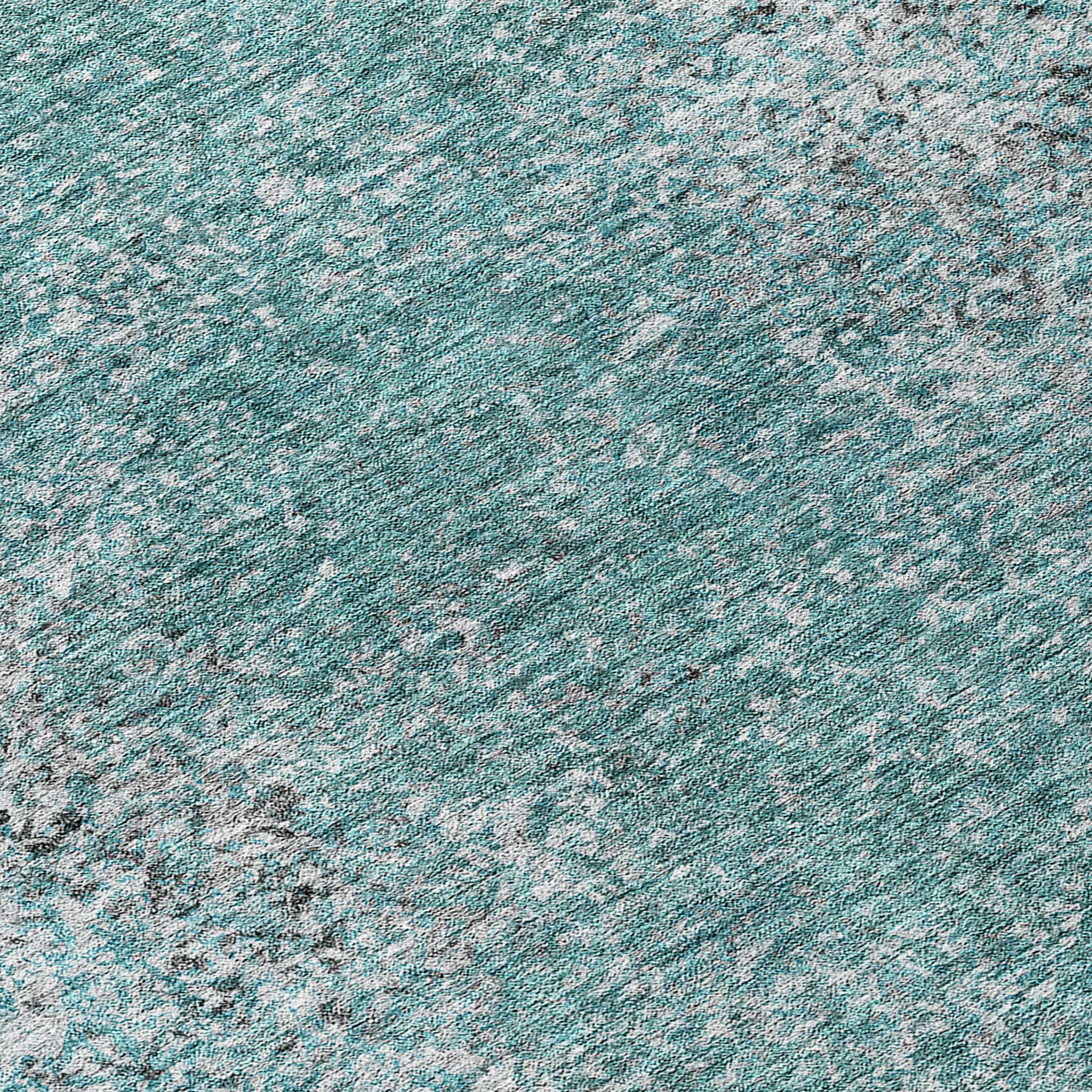 Vintage Teal Washable Indoor-Outdoor Rug