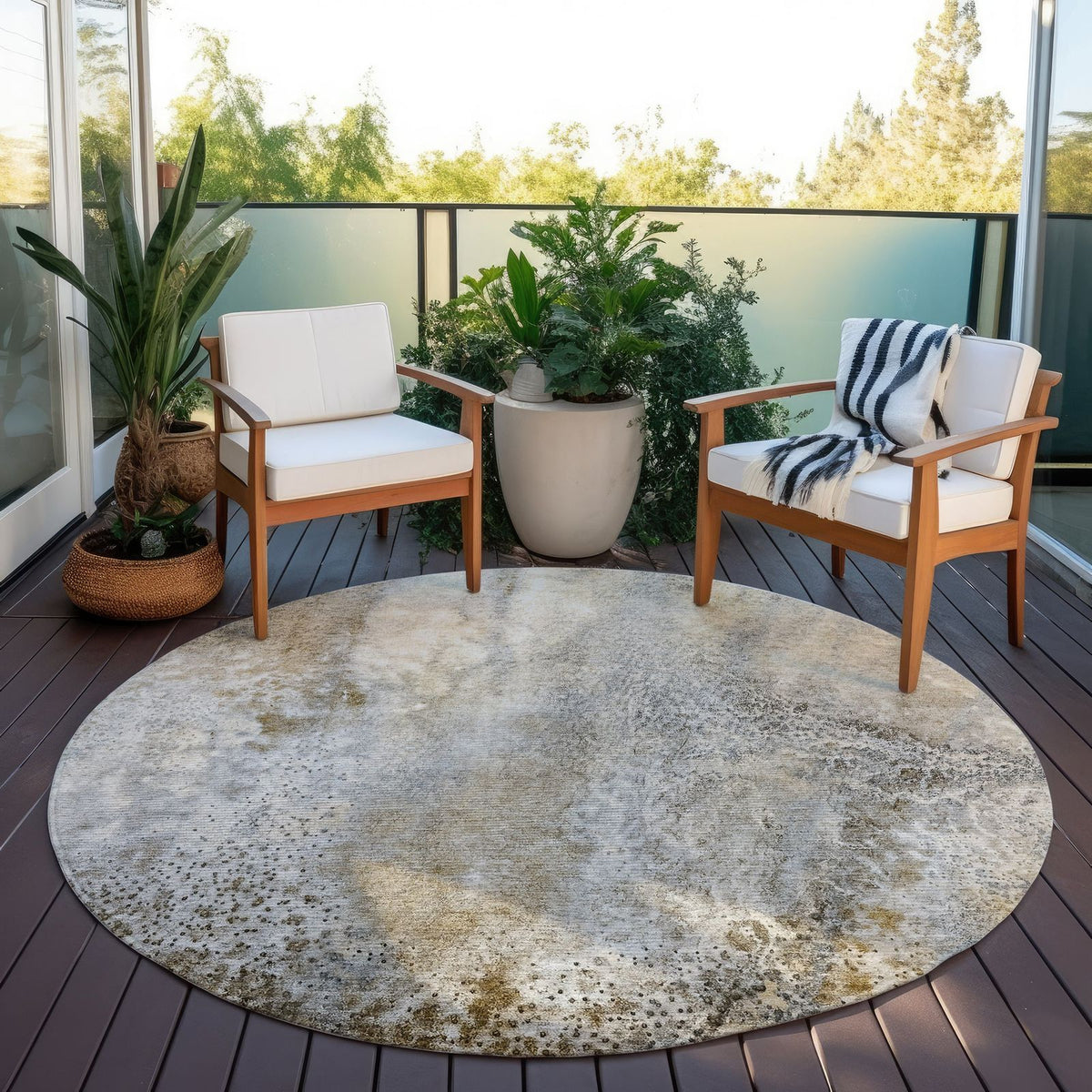 Addison Rugs Watercolors Beige Washable Indoor-Outdoor Rug