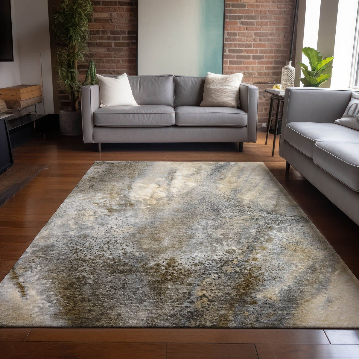 Addison Rugs Watercolors Beige Washable Indoor-Outdoor Rug