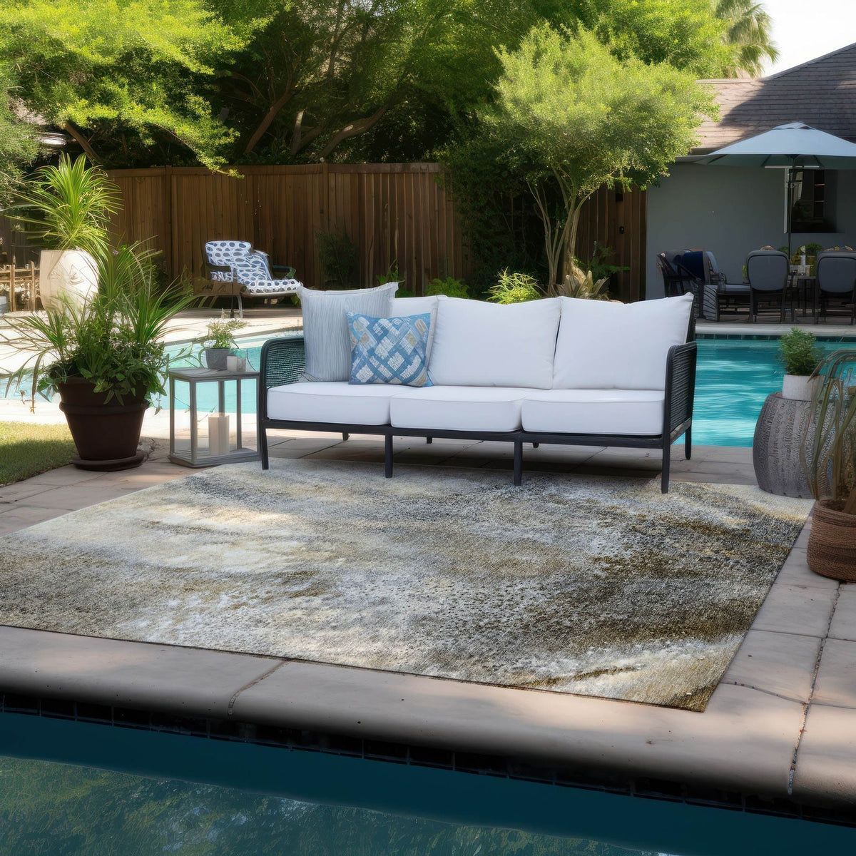 Addison Rugs Watercolors Beige Washable Indoor-Outdoor Rug
