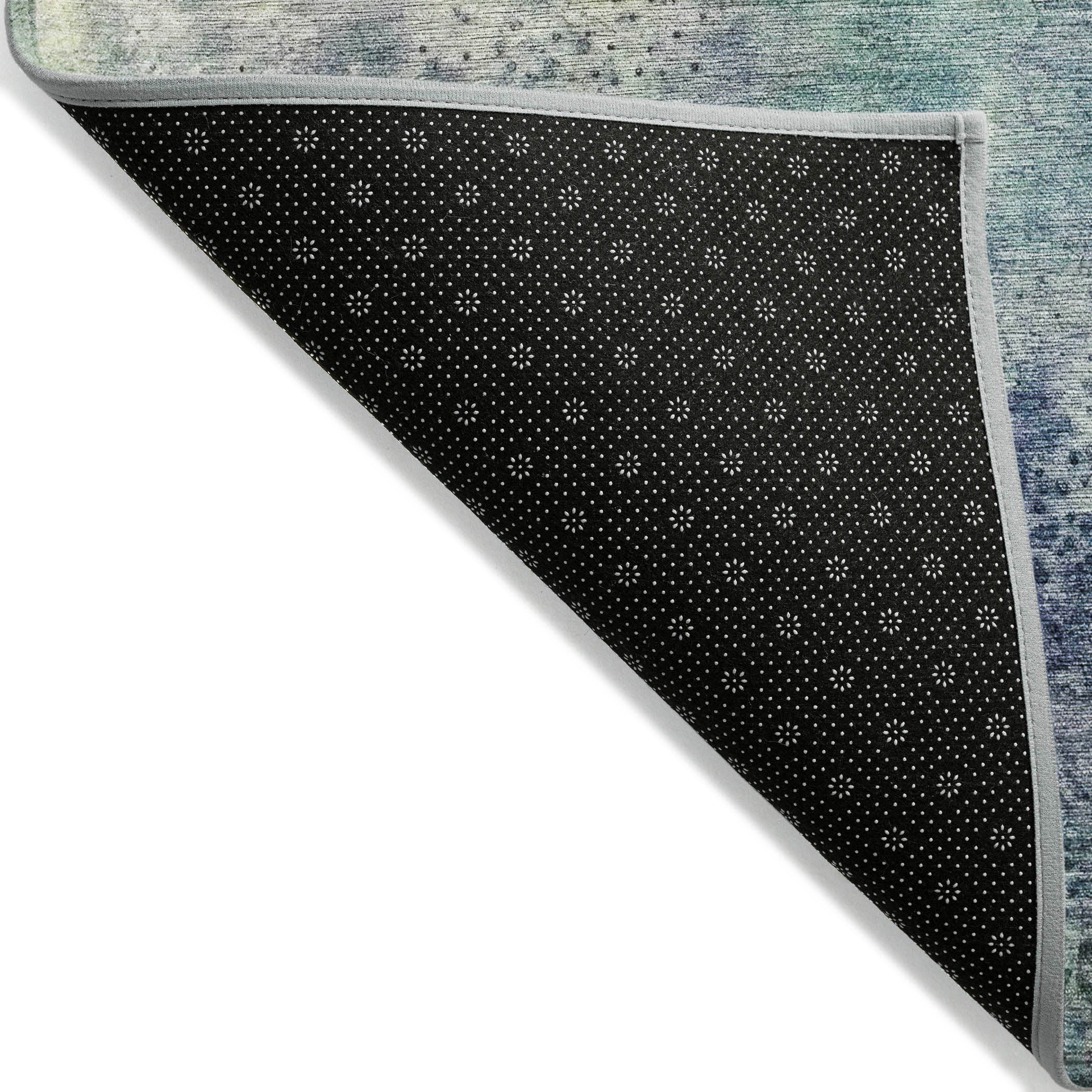 Watercolors Blue Washable Indoor-Outdoor Rug