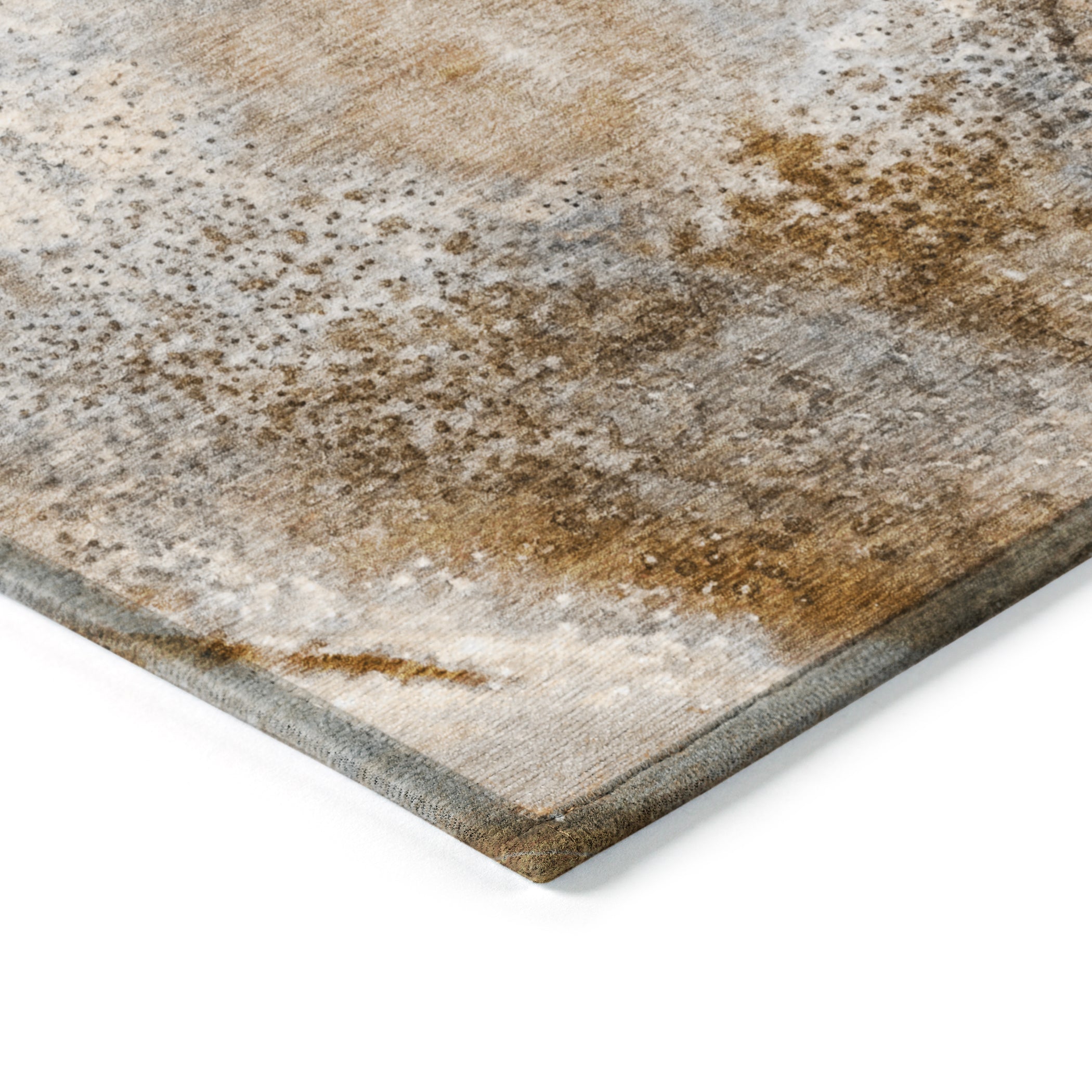 Watercolors Brown Washable Indoor-Outdoor Rug