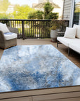 Watercolors Navy Washable Indoor-Outdoor Rug
