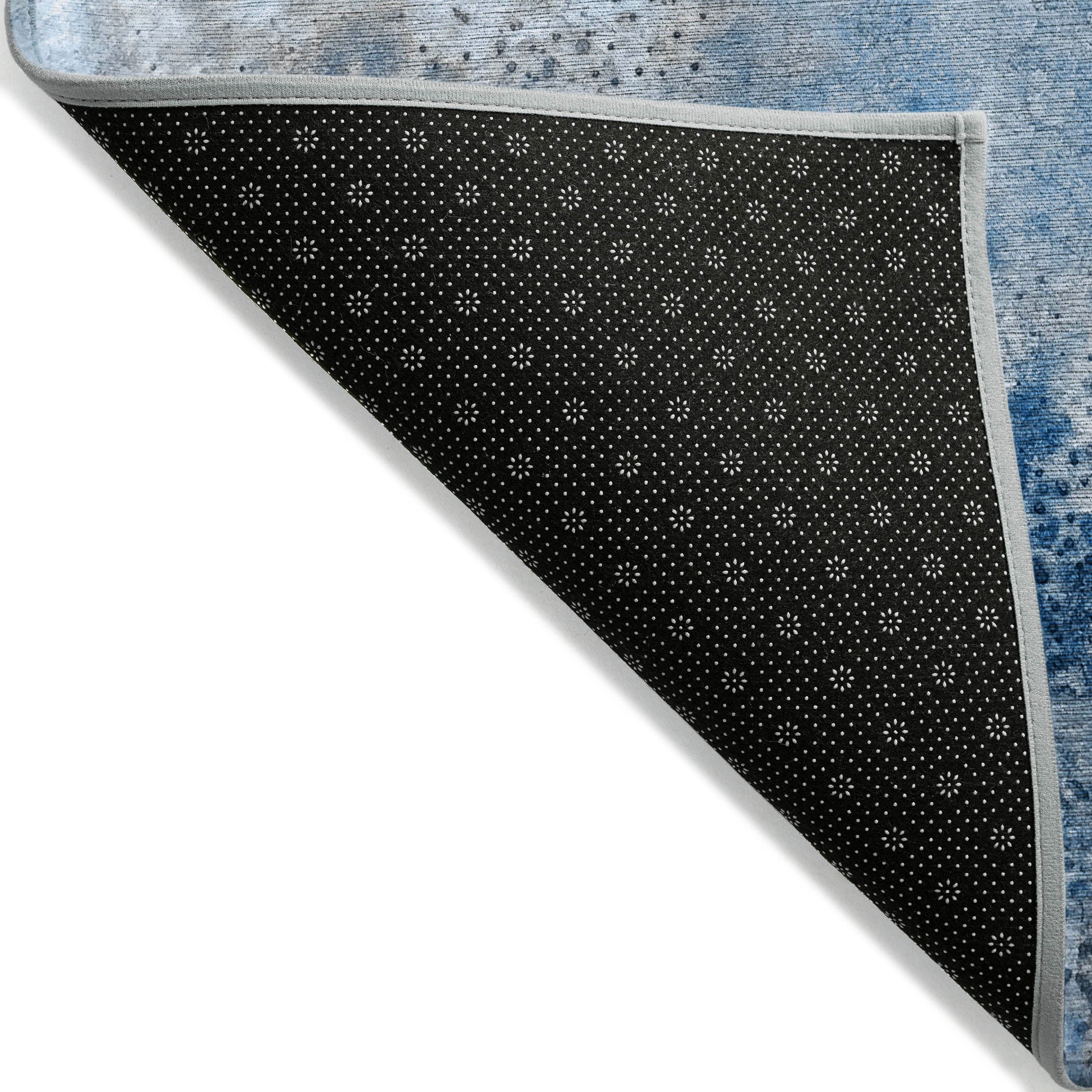 Watercolors Navy Washable Indoor-Outdoor Rug