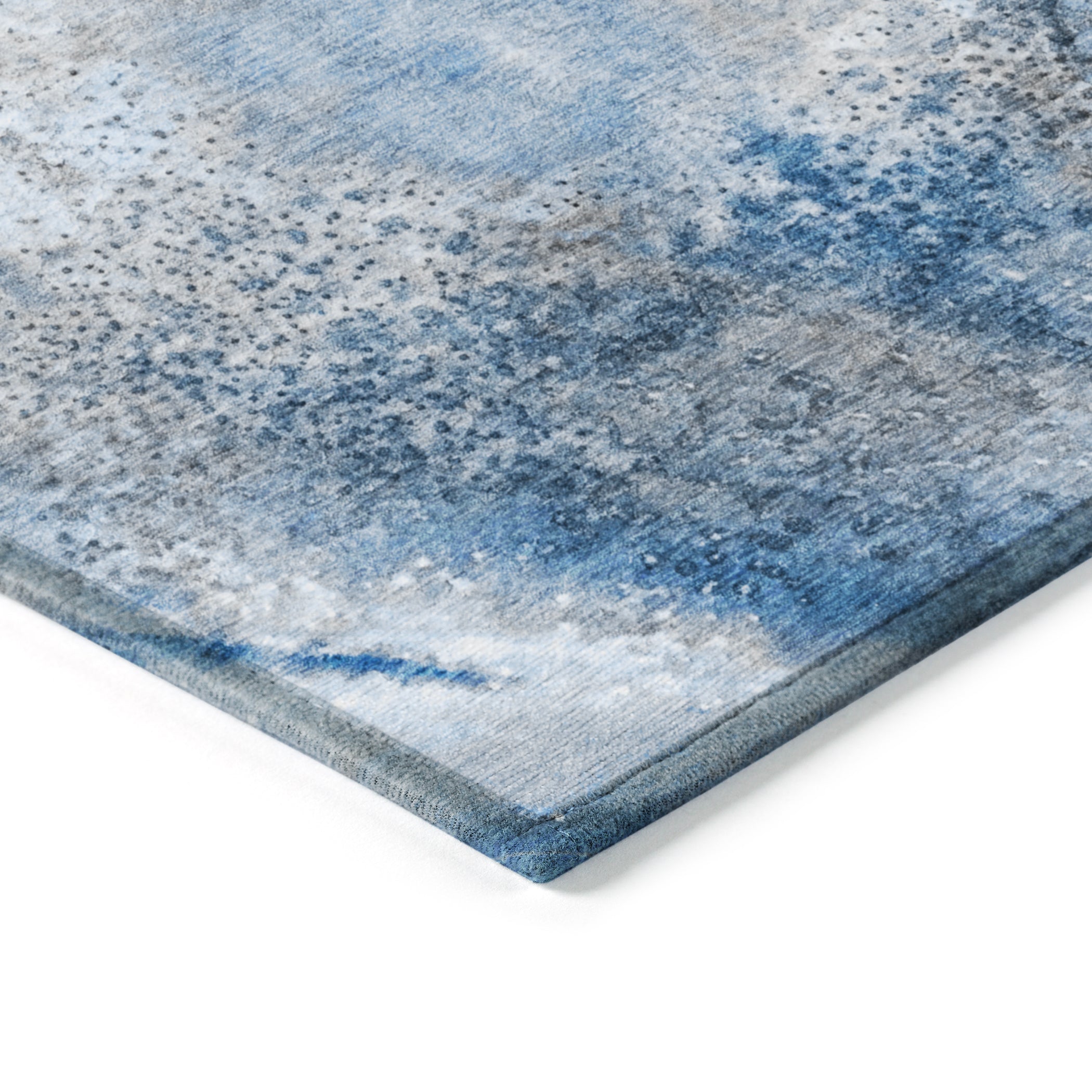 Watercolors Navy Washable Indoor-Outdoor Rug