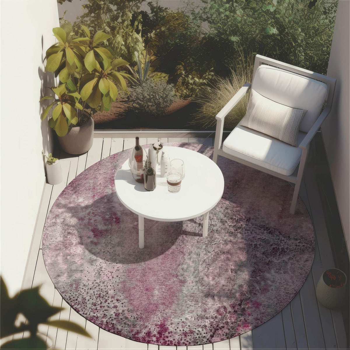 Addison Rugs Watercolors Pink Washable Indoor-Outdoor Rug