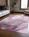 Watercolors Pink Washable Indoor-Outdoor Rug