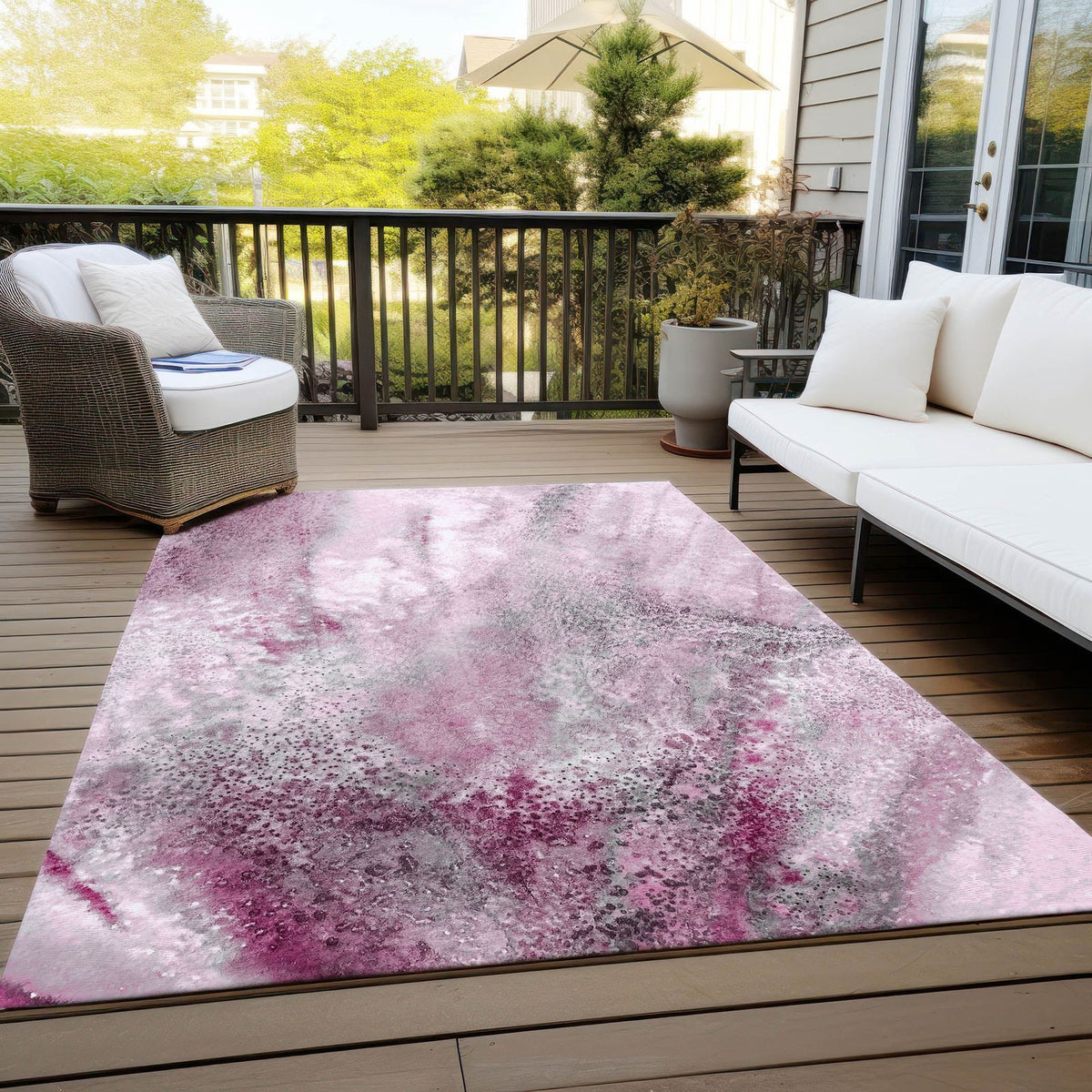 Addison Rugs Watercolors Pink Washable Indoor-Outdoor Rug