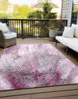 Watercolors Pink Washable Indoor-Outdoor Rug