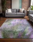 Watercolors Purple Washable Indoor-Outdoor Rug