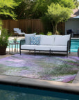 Watercolors Purple Washable Indoor-Outdoor Rug