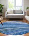 Waves Blue Washable Indoor-Outdoor Rug