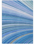 Waves Blue Washable Indoor-Outdoor Rug