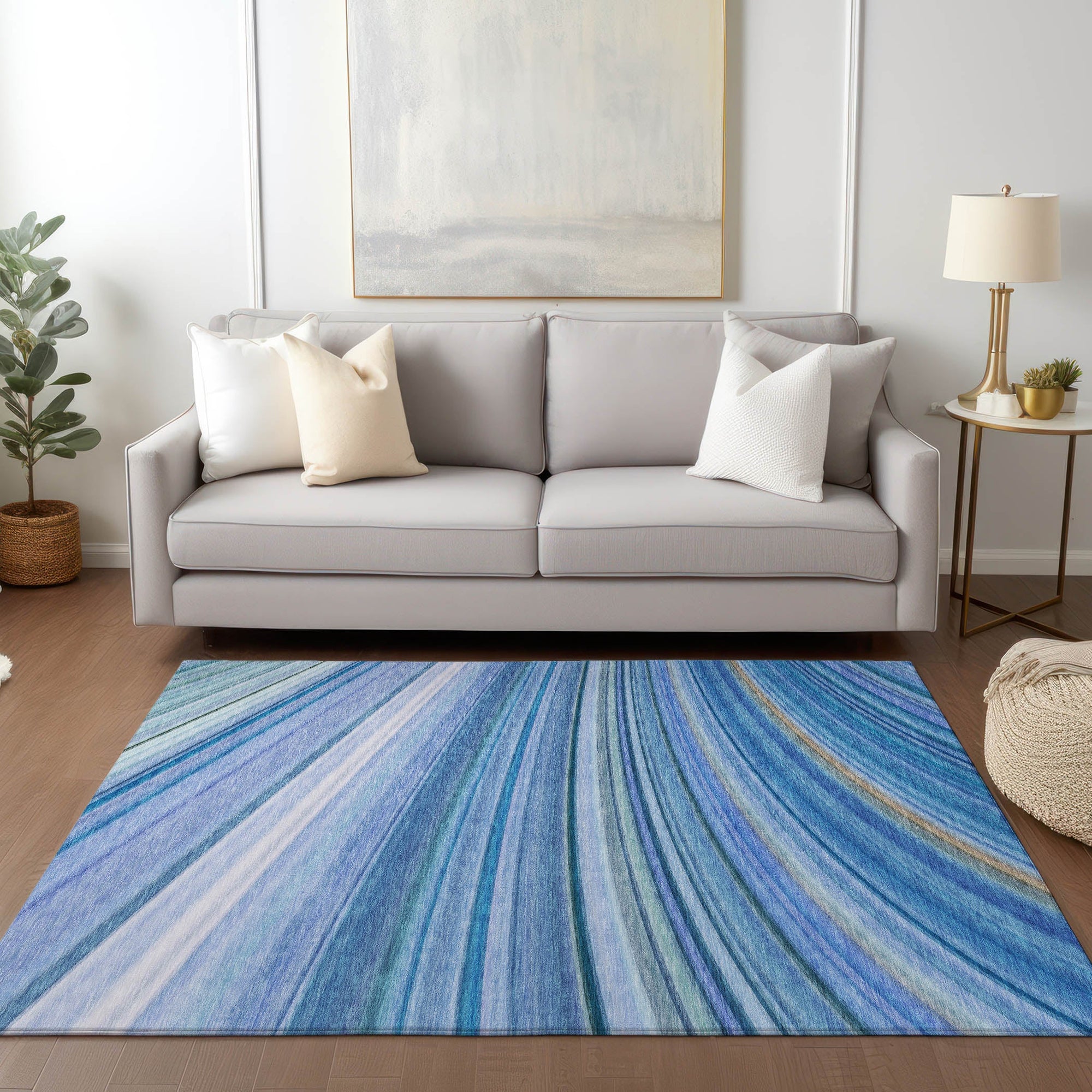 Addison Rugs Waves Blue Washable Indoor-Outdoor Rug