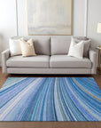 Waves Blue Washable Indoor-Outdoor Rug