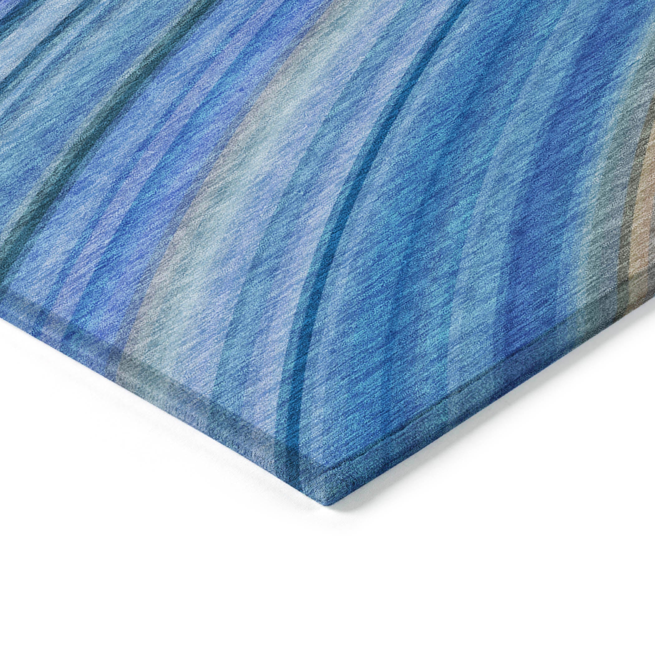 Waves Blue Washable Indoor-Outdoor Rug