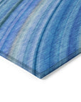 Waves Blue Washable Indoor-Outdoor Rug
