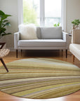 Waves Brown Washable Indoor-Outdoor Rug