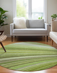Waves Green Washable Indoor-Outdoor Rug