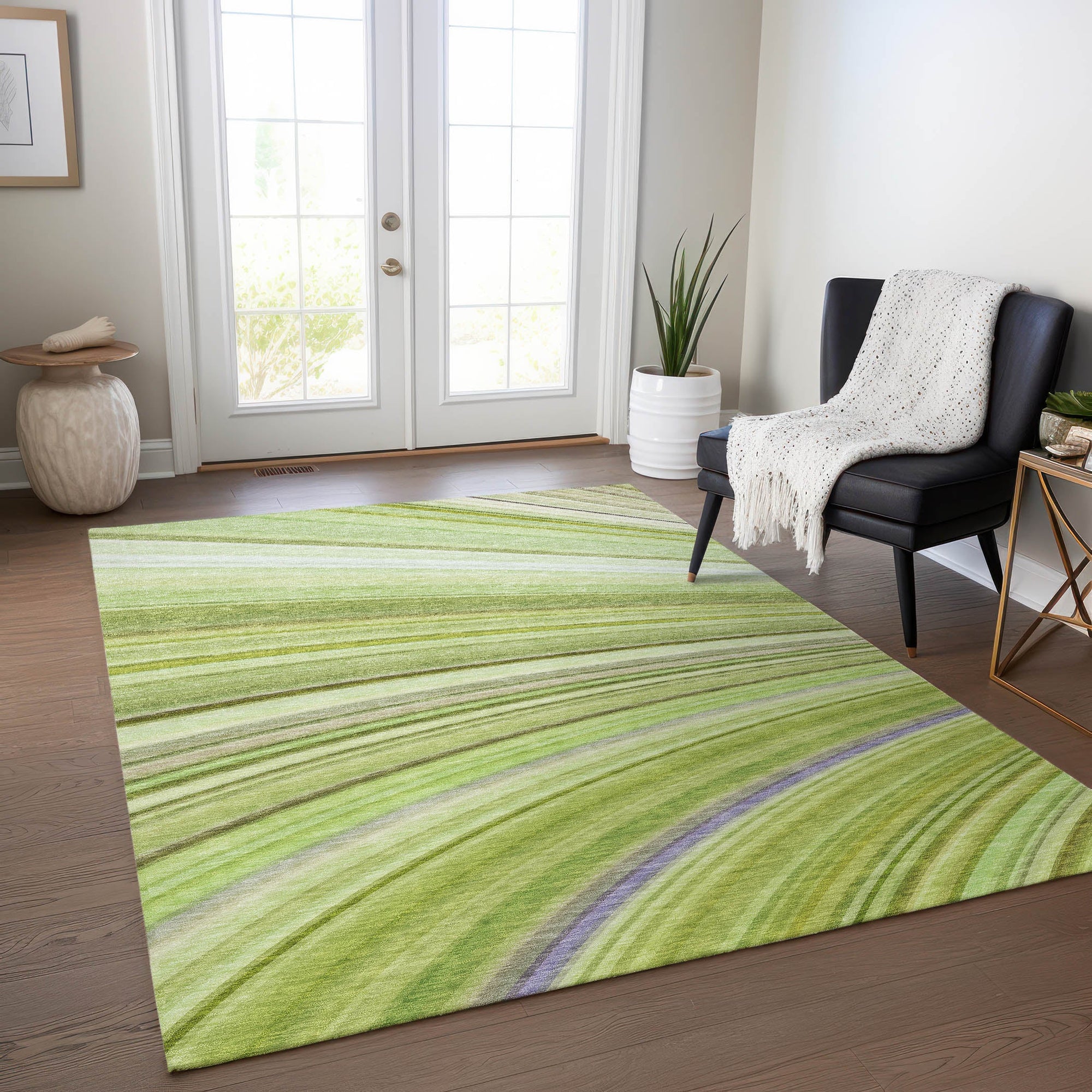 Addison Rugs Waves Green Washable Indoor-Outdoor Rug