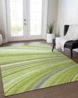 Waves Green Washable Indoor-Outdoor Rug