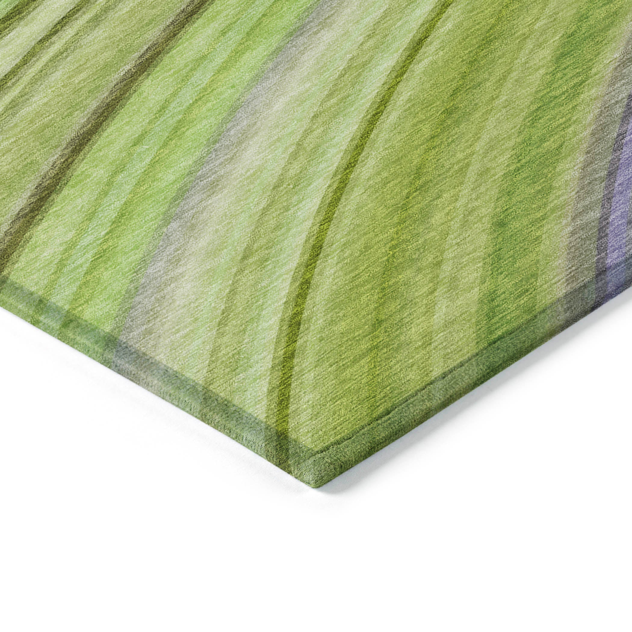Waves Green Washable Indoor-Outdoor Rug