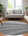 Waves Grey Washable Indoor-Outdoor Rug